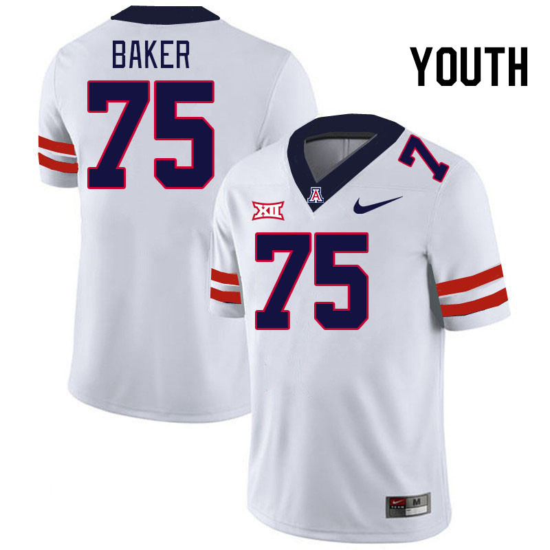 Youth #75 Josh Baker Arizona Wildcats Big 12 Conference College Football Jerseys Stitched-White